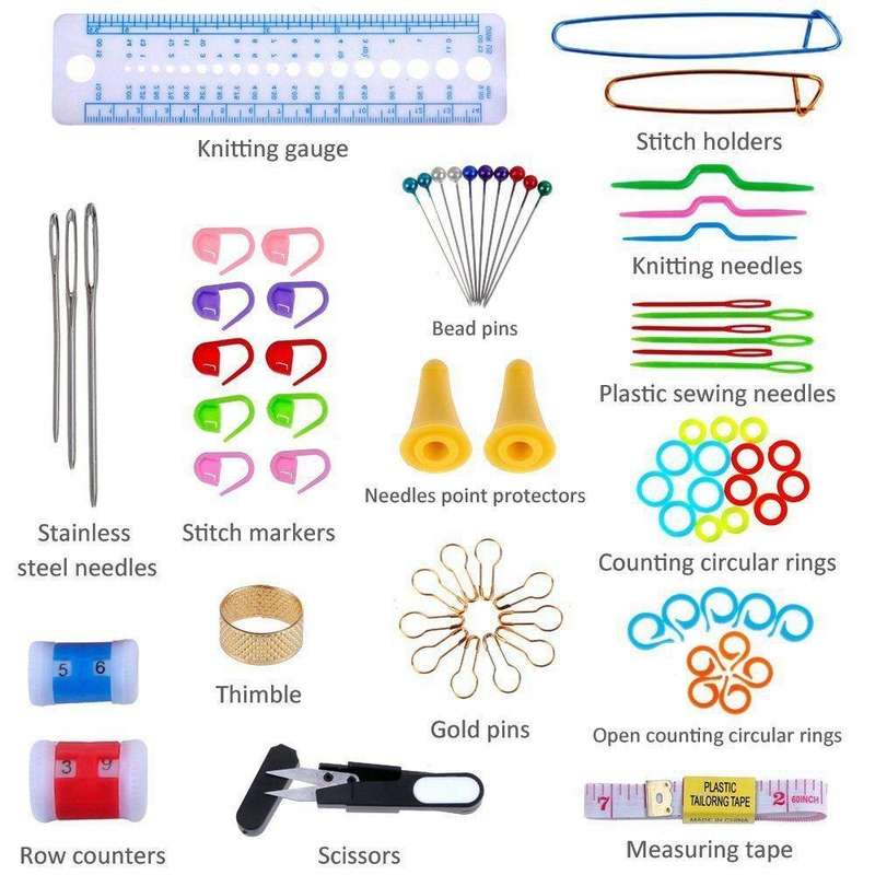 100 in 1 Crochet Knitting Tool Set(Rose Red)