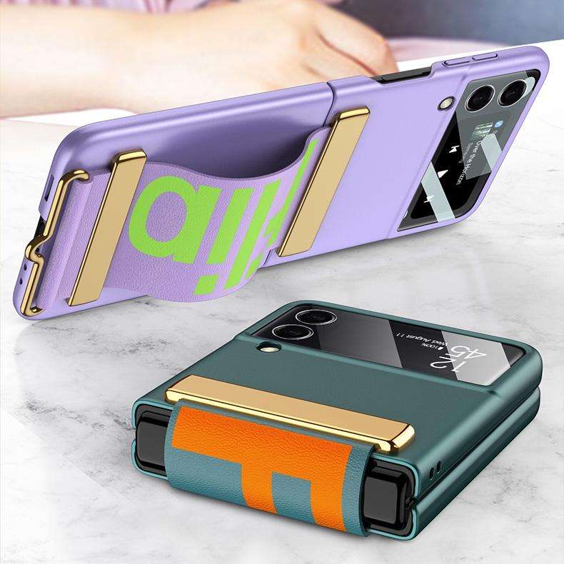 For Samsung Galaxy Z Flip3 5G GKK Ultra-thin Full Coverage Phone Flip Case with Wristband(Green)