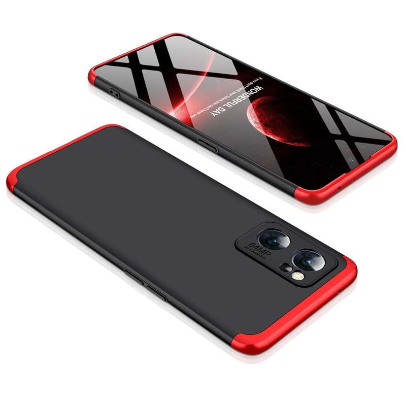 For OPPO Reno7 Global GKK Three Stage Splicing Full Coverage PC Case(Black Red)