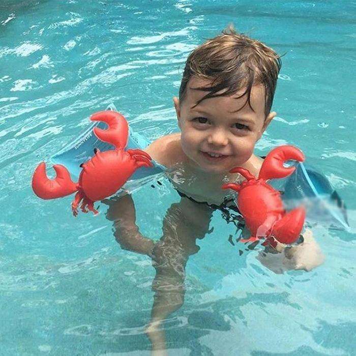 Children Inflatable Red Crabs Shape Arm Bands Floatation Sleeves Water Wings Swimming Floats, Siz...