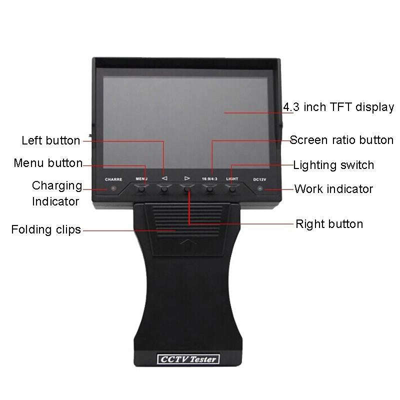 JSK-4300B 4.3 inch Handheld 12V Output Network Cable Monitoring Tester(With EU Plug Power Adapter)