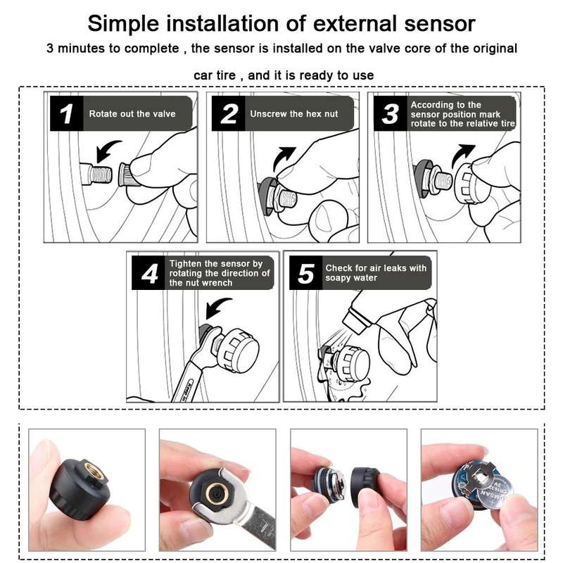 Front Wheel Tire Pressure Temperature Monitoring Sensor(Black)
