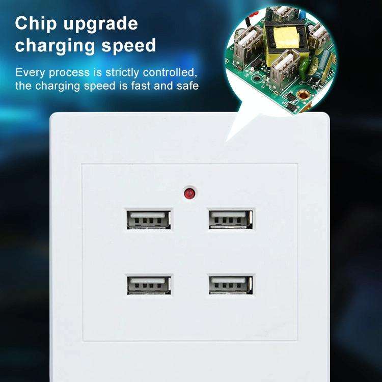 5V 3.1A 4 Ports USB Wall Charger Adapter Dock Station Socket Power Panel, 36V input
