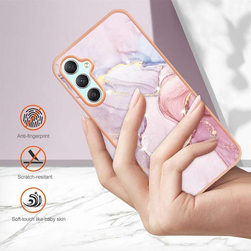For Samsung Galaxy A25 5G Electroplating Marble Dual-side IMD Phone Case(Rose Gold 005)