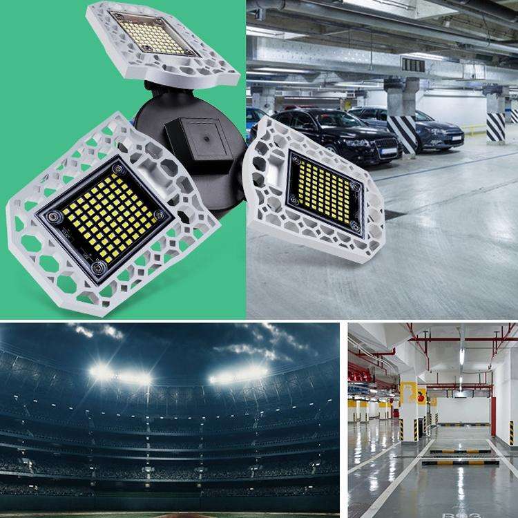 100W LED Industrial Mining Light Waterproof Light Sensor Folding Tri-Leaf Garage Lamp(Warm White ...
