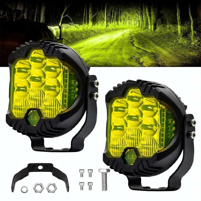 11W 12000lm 6000K 3 inch Car Three-sided Flash Work Light(Yellow Light)