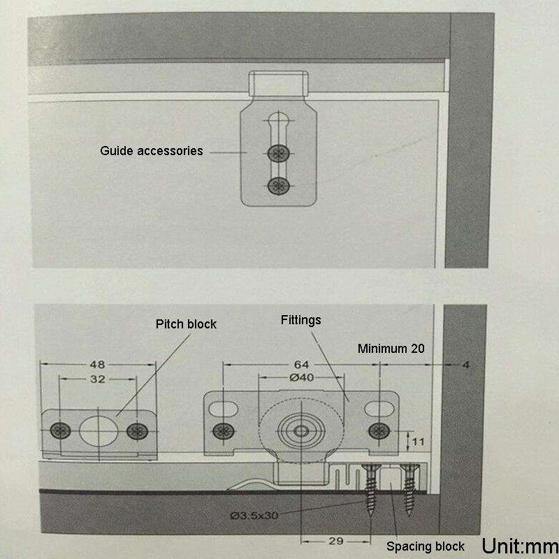 Closet Sliding Door Pulley Fittings Silent Sliding Door Accessories With 8 Screws, Model: Pulley
