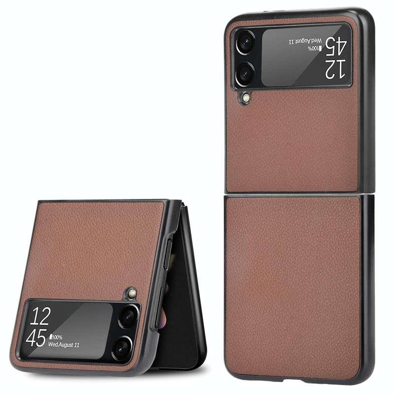 For Samsung Galaxy Z Flip3 5G Litchi Texture Phone Case(Brown)