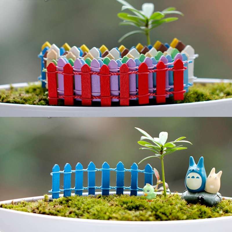 10 PCS Mini Small Fence Barrier Wooden Craft Wooden Small Fence Moss Micro-landscape Ornaments, R...