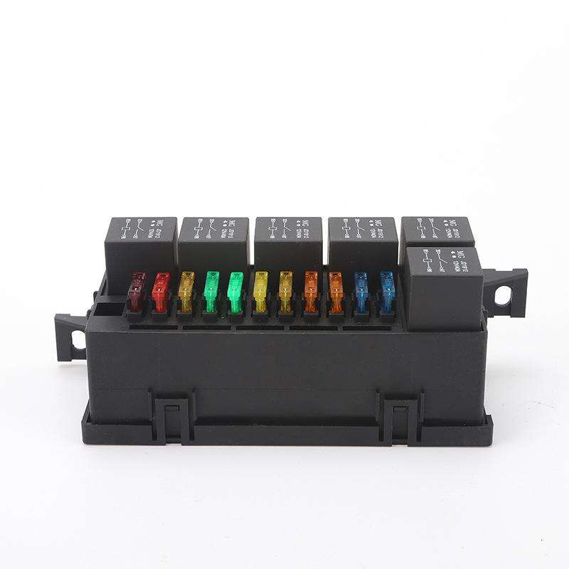 Car Modified 12V / 4Pin / 40A Black Shell 11-Way Fuse With 6-Way Relay Car Machine Cabin Link Inn...
