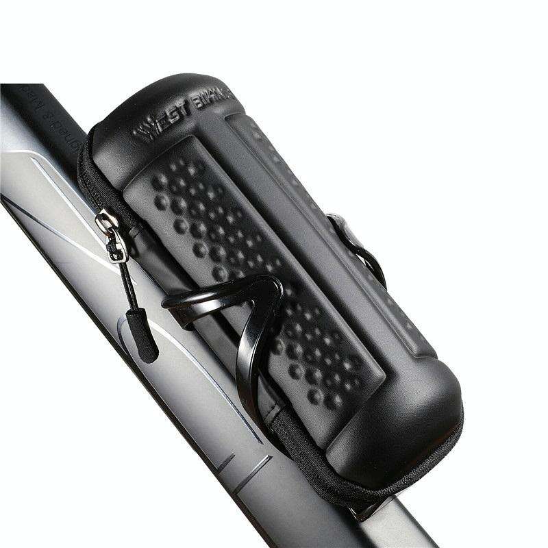 WEST BIKING 1.2L Bicycle EVA Hard Shell Water Bottle Bag With Bottle Cage(Rack+A Black Bag)