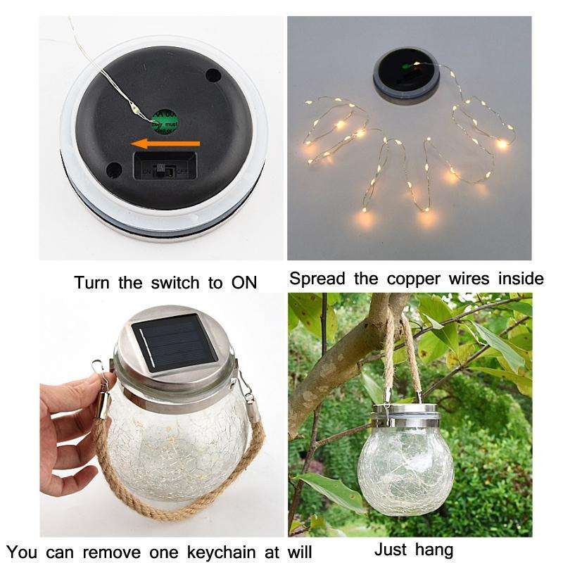 20 LED Solar Energy Glass Bottle Pendent Lamp IP44 Waterproof Outdoor Garden Decoration Light(Col...