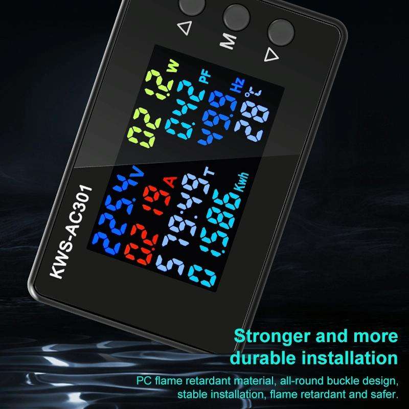 KWS-AC301-100A 50-300V AC Digital Current Voltmeter with Opening Transformer(Black)