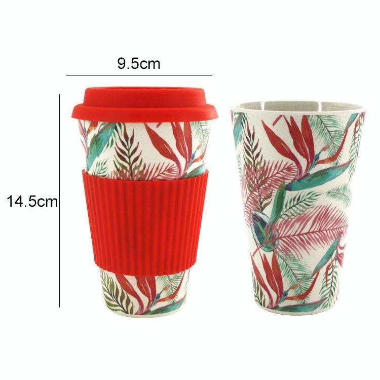 400ML Reusable Bamboo Fibre Coffee Cups Silicone Eco Friendly Travel Coffee Mugs(Red)