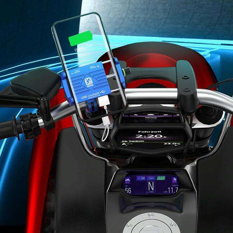 Kewig M6 Aluminum Alloy Motorcycle Mobile Phone Bracket Rechargeable With Switch Waterproof Stabl...