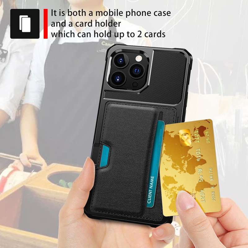For iPhone 14 Pro Max ZM02 Card Slot Holder Phone Case (Black)