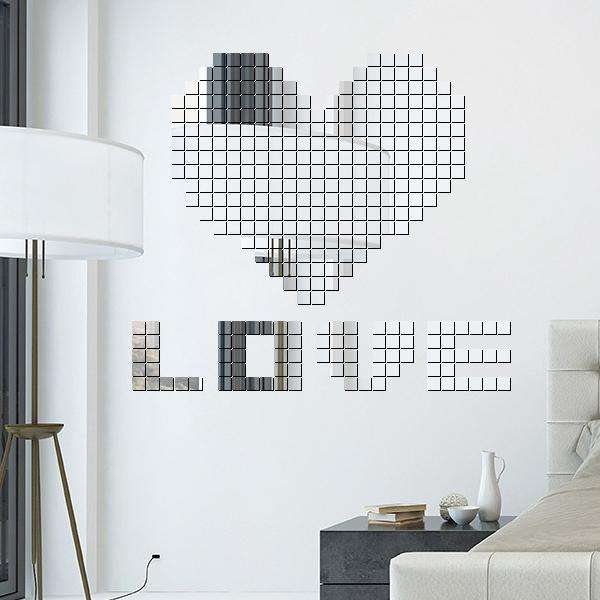 100 PCS Square Crystal Mosaic Mirror Acrylic Stereo Wall Stickers Creative Background Home Living...