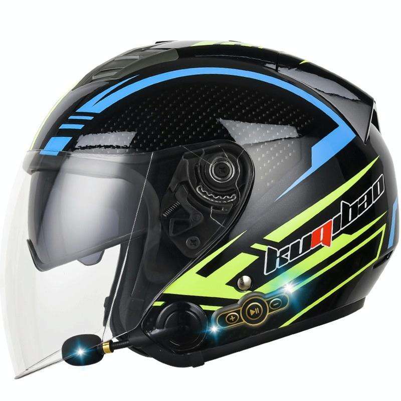 KUQIBAO Motorcycle Smart Bluetooth Sun Protection Double Lens Safety Helmet, Size: L(Glossy Black...