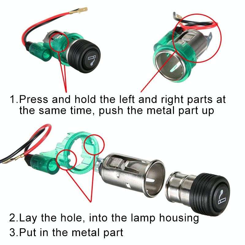 Car 10A 12V European Standard Cigarette Lighter Full Assembly with Light (Orange)