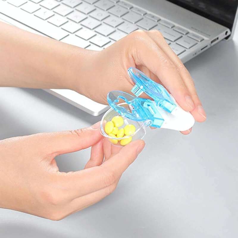 Portable Pill Taker Tablets Pills Blister Pack Opener Pills Box Case(Transparent)