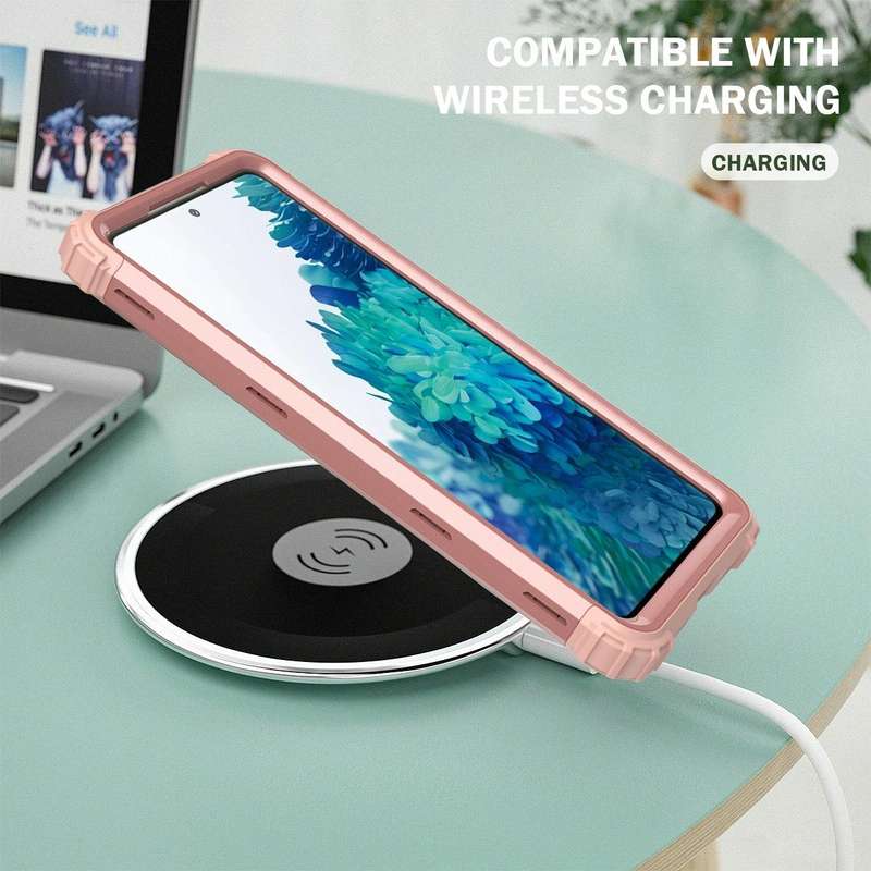 For Samsung Galaxy S20 FE 3 in 1 Shockproof PC + Silicone Protective Case(Rose Gold)