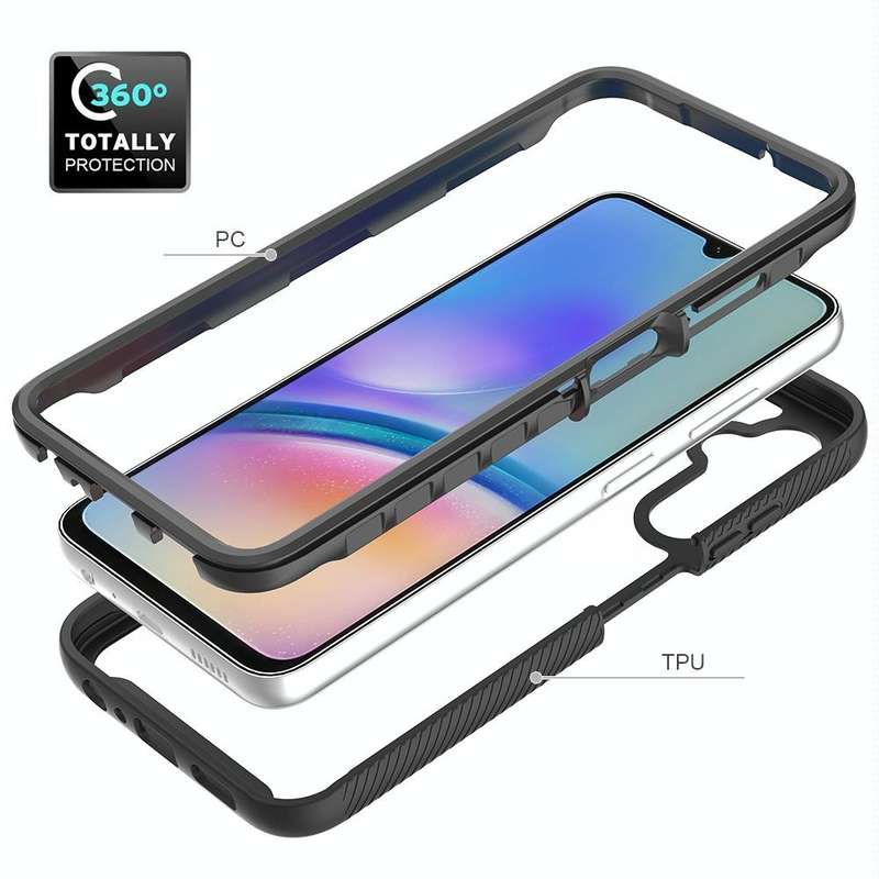 For Samsung Galaxy A05s Starry Sky Solid Color Shockproof TPU Clear PC Phone Case(Pink)