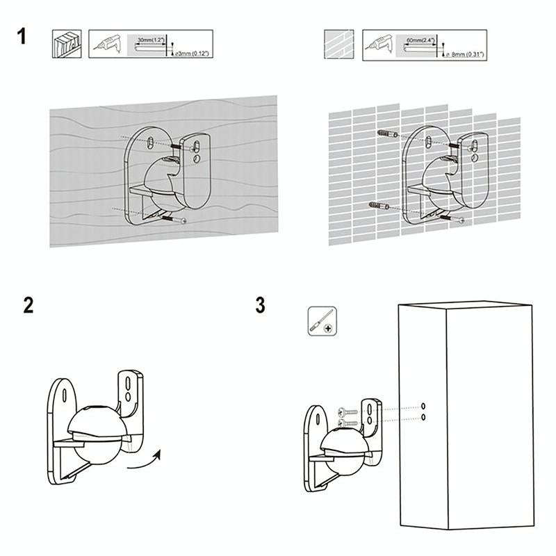 Pair Black Surround Sound Speaker Wall Mount Brackets 45 Degree Rotatable Design TV Wall Mount 8 ...