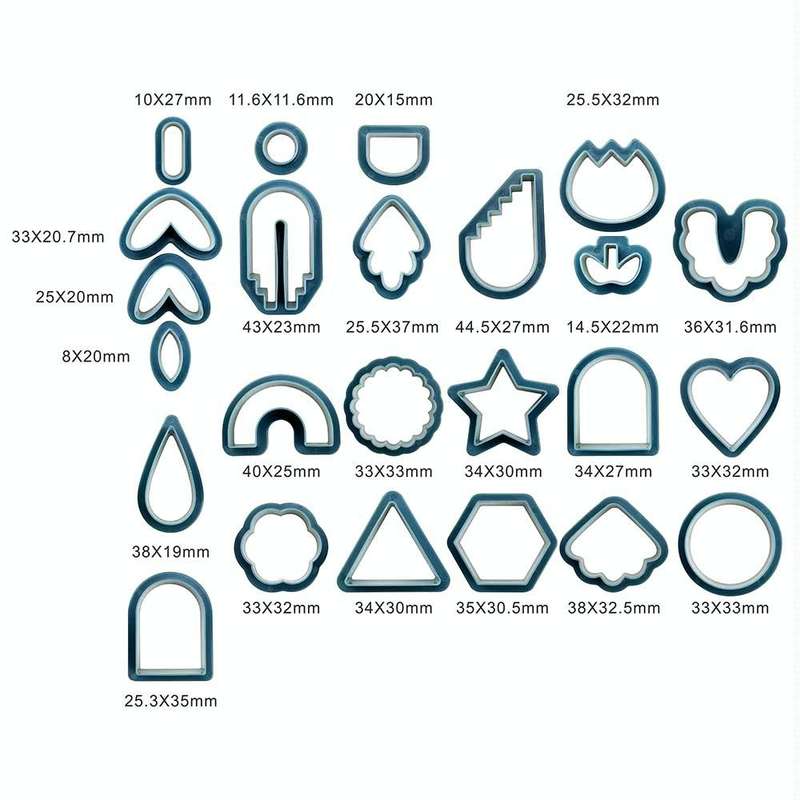 24 In 1 DIY Clay Earrings Molds DIY Handmade Clay Cutter Handmade Jewelry Molds(Rust Red)