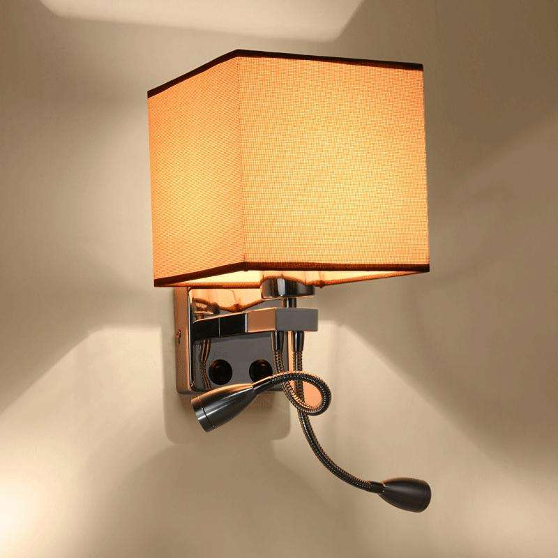 Creative Minimalist Living Room Bedroom Bedside Lamp Hotel Reading Lamp, Lampshade Color:Single T...