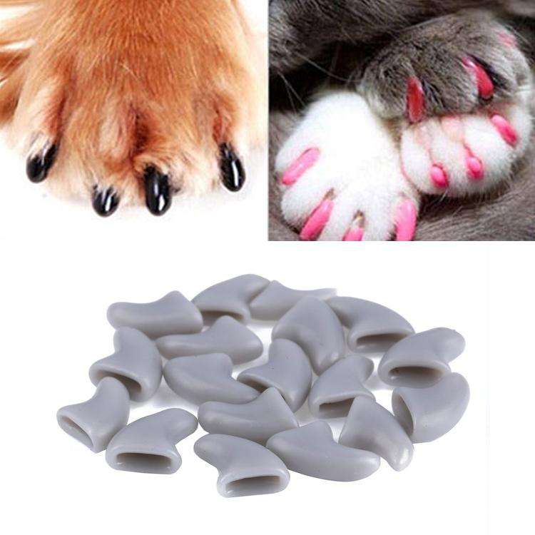 20 PCS Silicone Soft Cat Nail Caps / Cat Paw Claw / Pet Nail Protector/Cat Nail Cover, Size:XS(Gray)