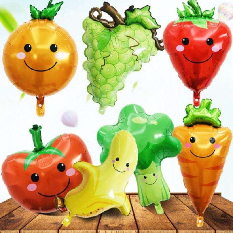 2 PCS Cartoon Vegetables and Fruits Aluminum Film Balloon Children Party Decoration Supplies Infl...
