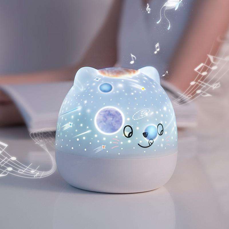 Children Starry Sky Projection Lamp USB Rotating LED Night Light Music Box Chargeable Sleeping Li...