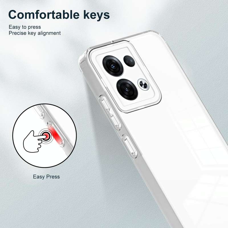 For OPPO Reno8 5G 3 in 1 Clear TPU Color PC Frame Phone Case(White)