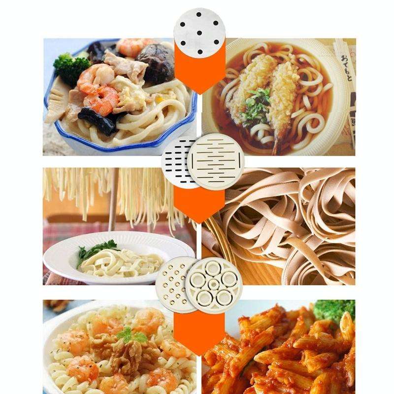 5 Molds Household Manually Small Stainless Steel Pressing Style Handhold Noodle Machine (Orange)