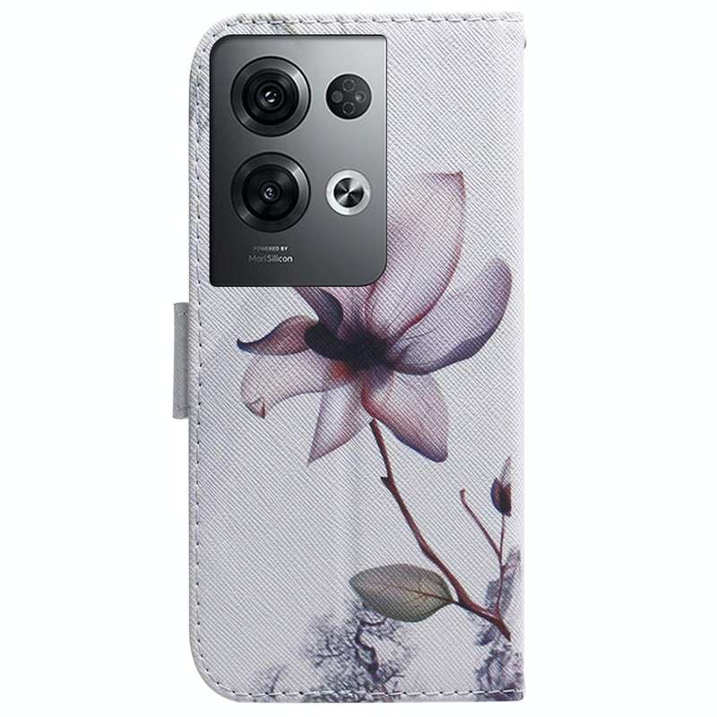 For OPPO Reno8 Pro+ Coloured Drawing Leather Phone Case(Magnolia)