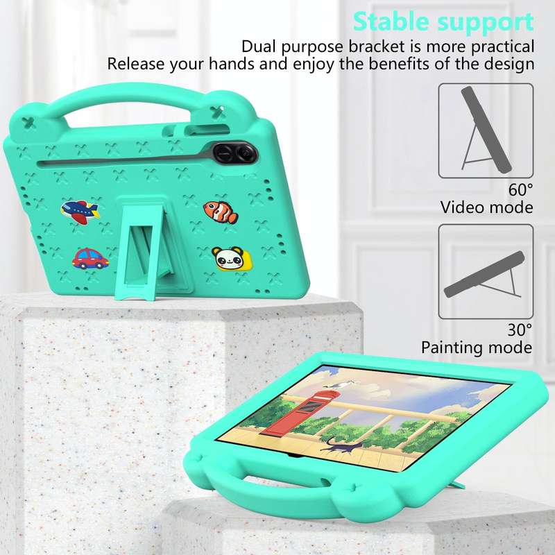 For Honor Pad X9 Handle Kickstand Children EVA Shockproof Tablet Case(Mint Green)