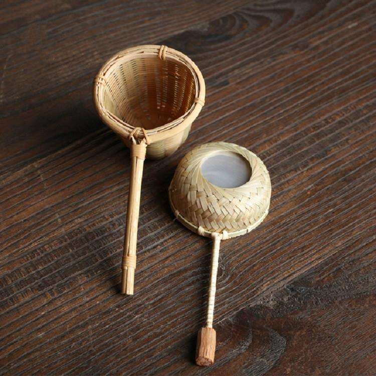 Bamboo Woven Creative Filter Reusable Filter Tea Colander Gadget, Style:Calabash Double Section T...