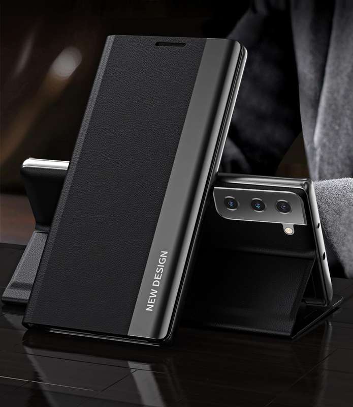 For Samsung Galaxy S21 5G Side Electroplated Magnetic Ultra-Thin Horizontal Flip Leather Case wit...