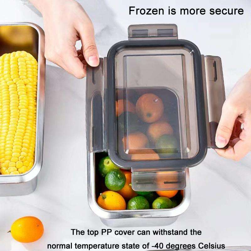 Refrigerator Refrigerated Storage Stainless Steel Airtight Crisper, Capacity: Rectangular 2000ML