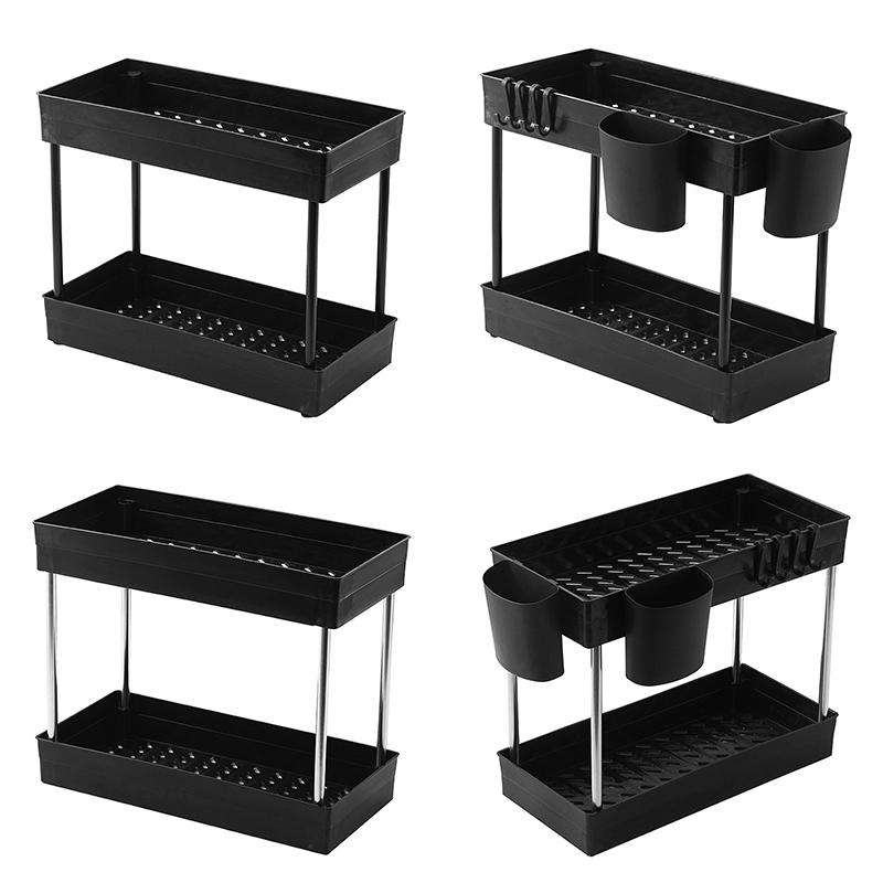 2222 Multifunctional Kitchen Counter Storage Rack, Spec: Hook Model (Steel Color)