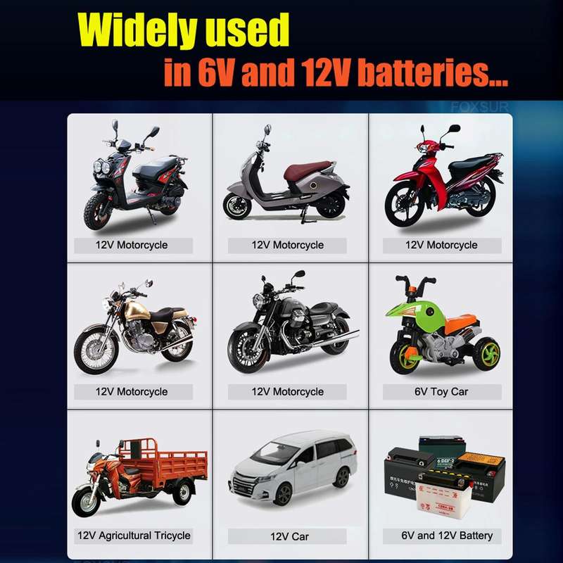 FOXSUR 2A / 6V / 12V Car / Motorcycle 3-stage Full Smart Battery Charger, Plug Type:US Plug(Red)