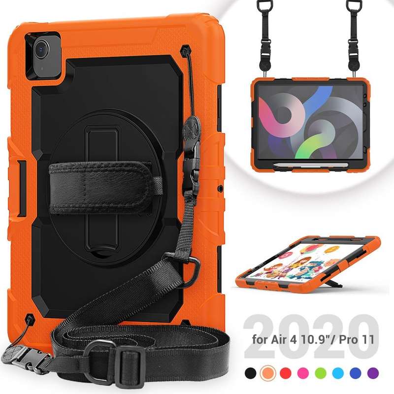 For iPad Air 2022 / 2020 10.9 Shockproof Black Silica Gel + Colorful PC Protective Case(Orange)