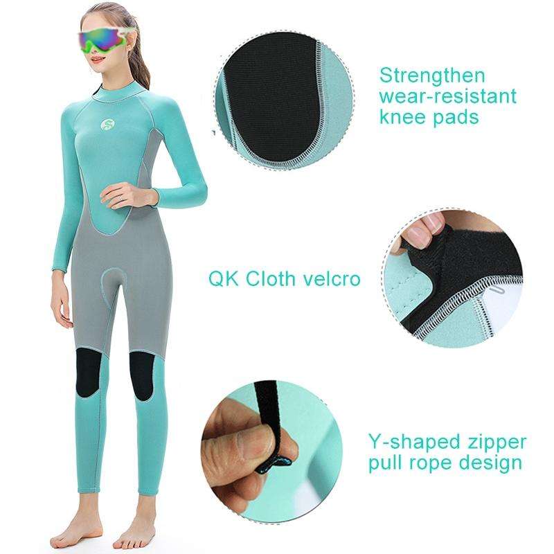 SLINX 1710 3mm Neoprene Super Elastic Wear-resistant Warm Contrast Long-sleeved One-piece Diving ...