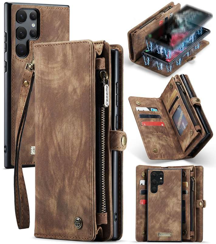 For Samsung Galaxy S22 Ultra 5G CaseMe-008 Detachable Multifunctional Horizontal Flip Leather Cas...