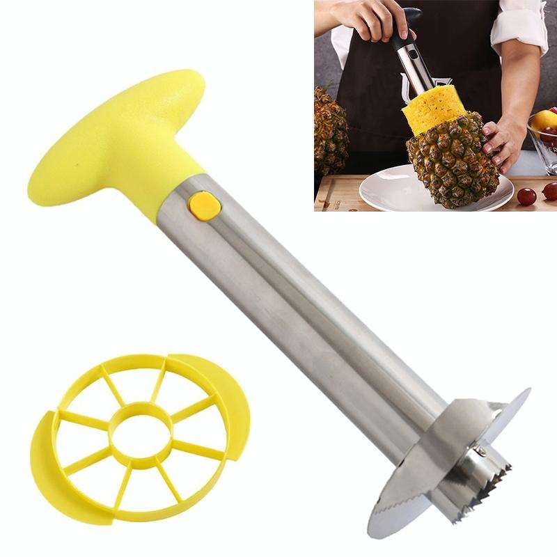 Stainless Steel Pineapple Peeler Slicers Fruit Cutter Kitchen Tools(Yellow handle)