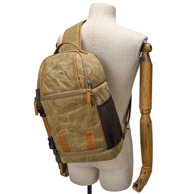 Outdoor Canvas Wear-resistant Waterproof Photography Shoulder Bag(Army Green)