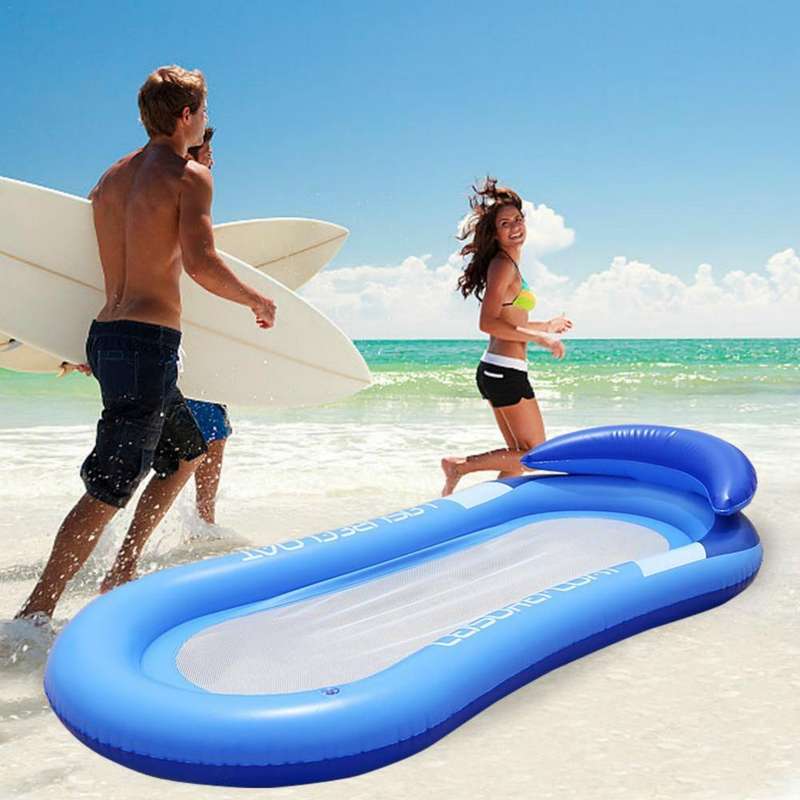 Adult Floating RowLounge Chair Water Toy Inflatable Bed with Armrest Hammock Back, Size: 160 x 90...
