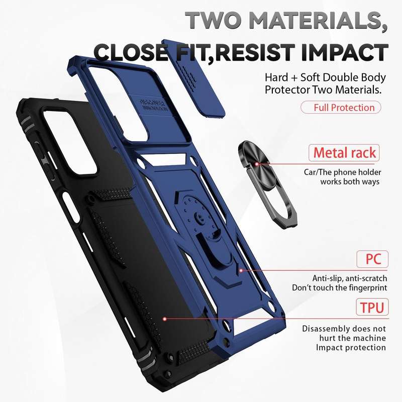 For Samsung Galaxy A23 Sliding Camshield Holder Phone Case(Blue)
