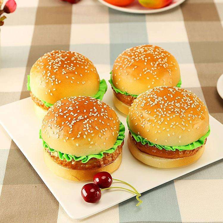 PU Simulation Burger Model Fake Bread Ornaments Photography Props Home Decoration Window Display