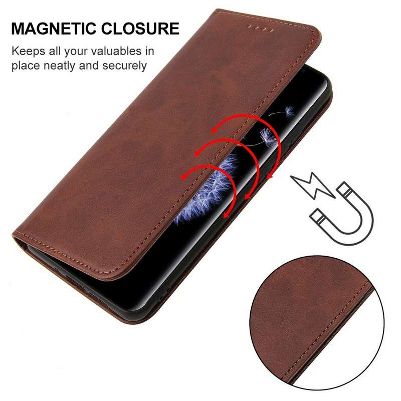 For Samsung Galaxy S9 Plus Magnetic Closure Leather Phone Case(Brown)